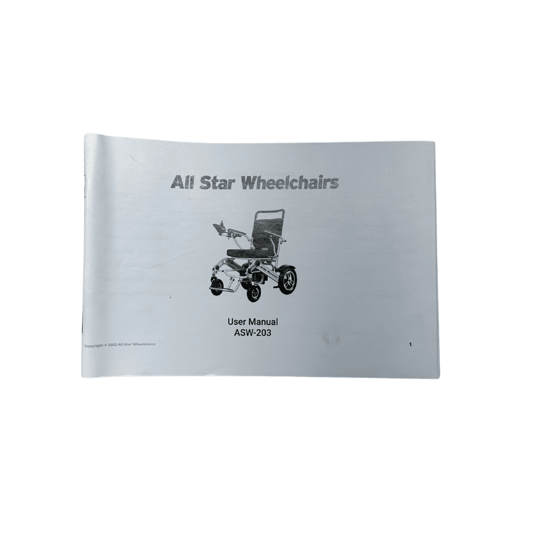 Front cover of electric wheelchair user manual book