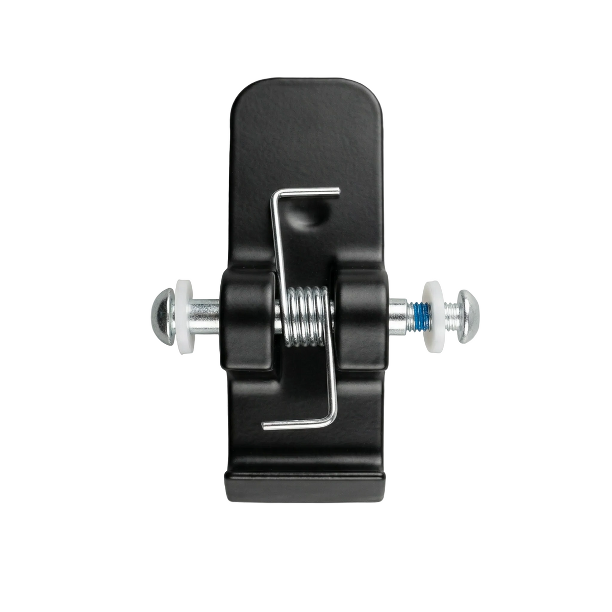 Black clamp mount on a gray background