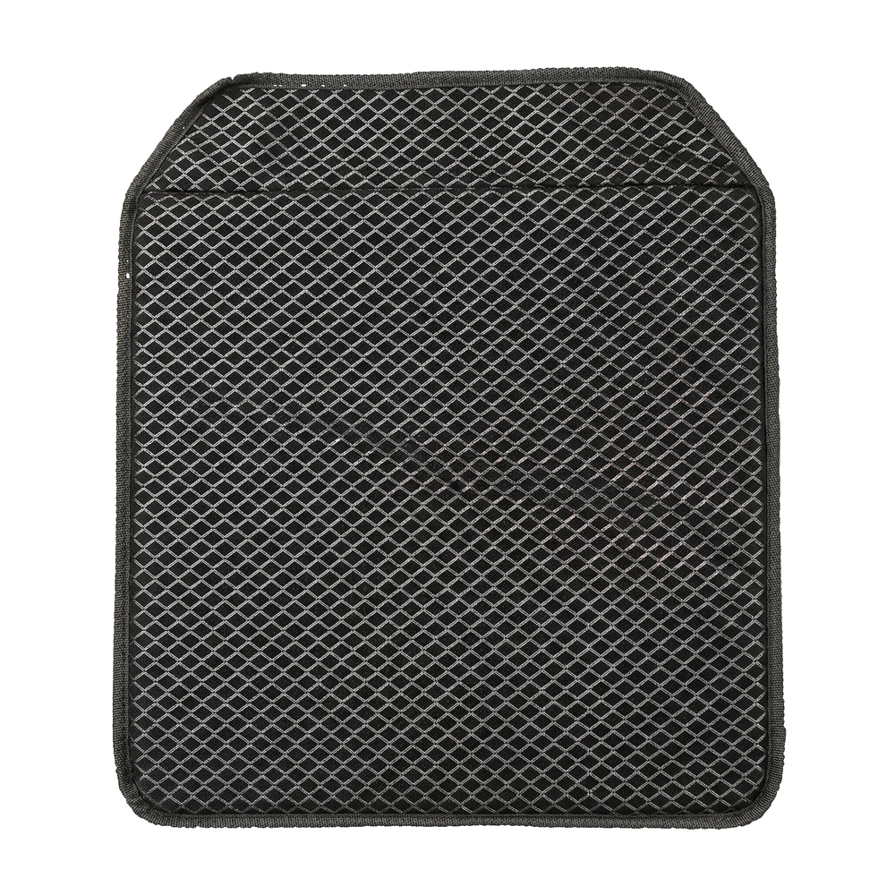 Gray mesh car seat cover on a light gray background