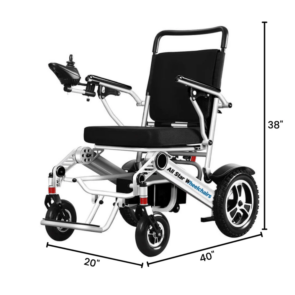 Diagram showing wheelchair size measurements