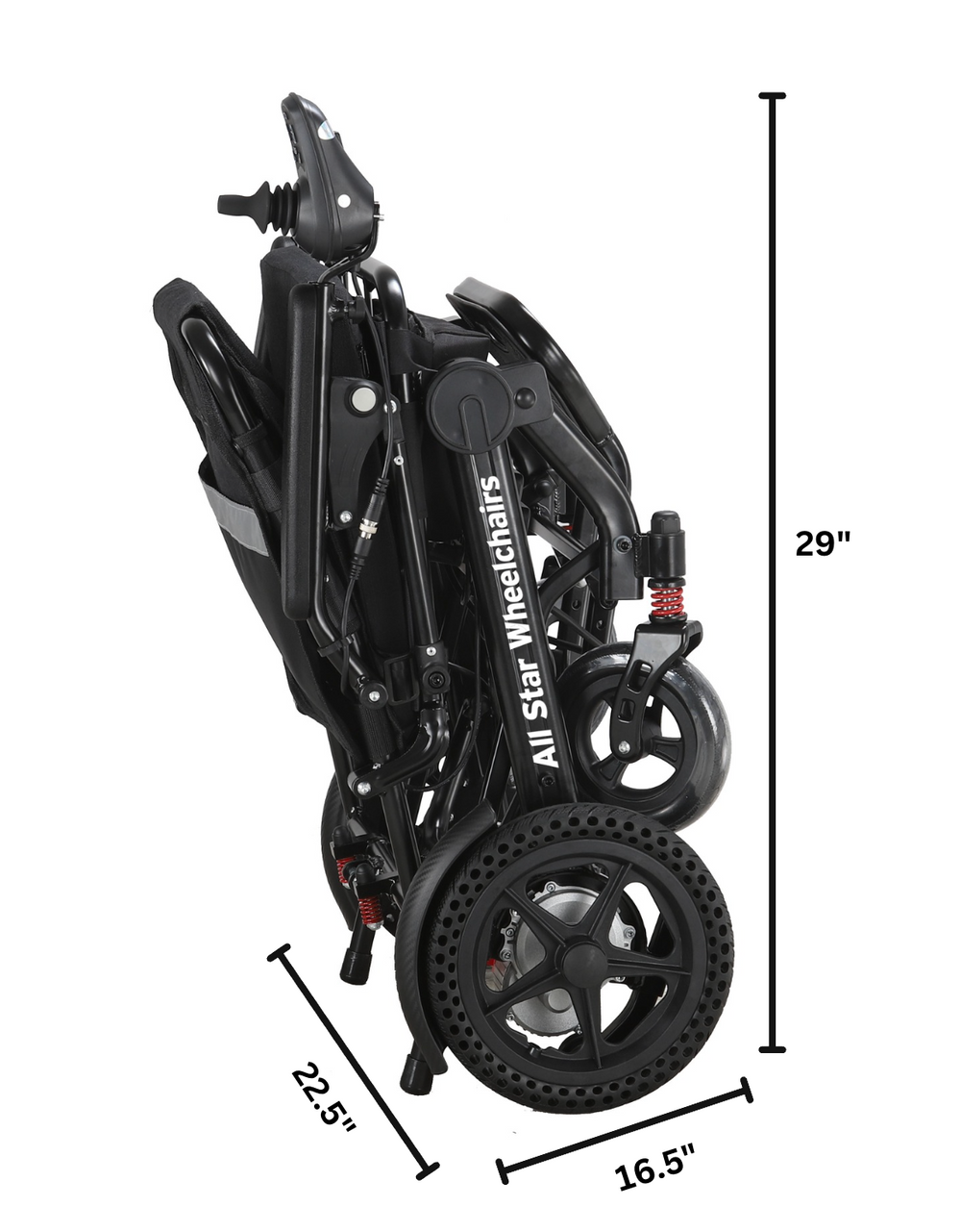 Fully foldable electric wheelchair folded compactly