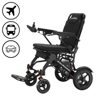 Travel electric wheelchair folded down for car trunk transport