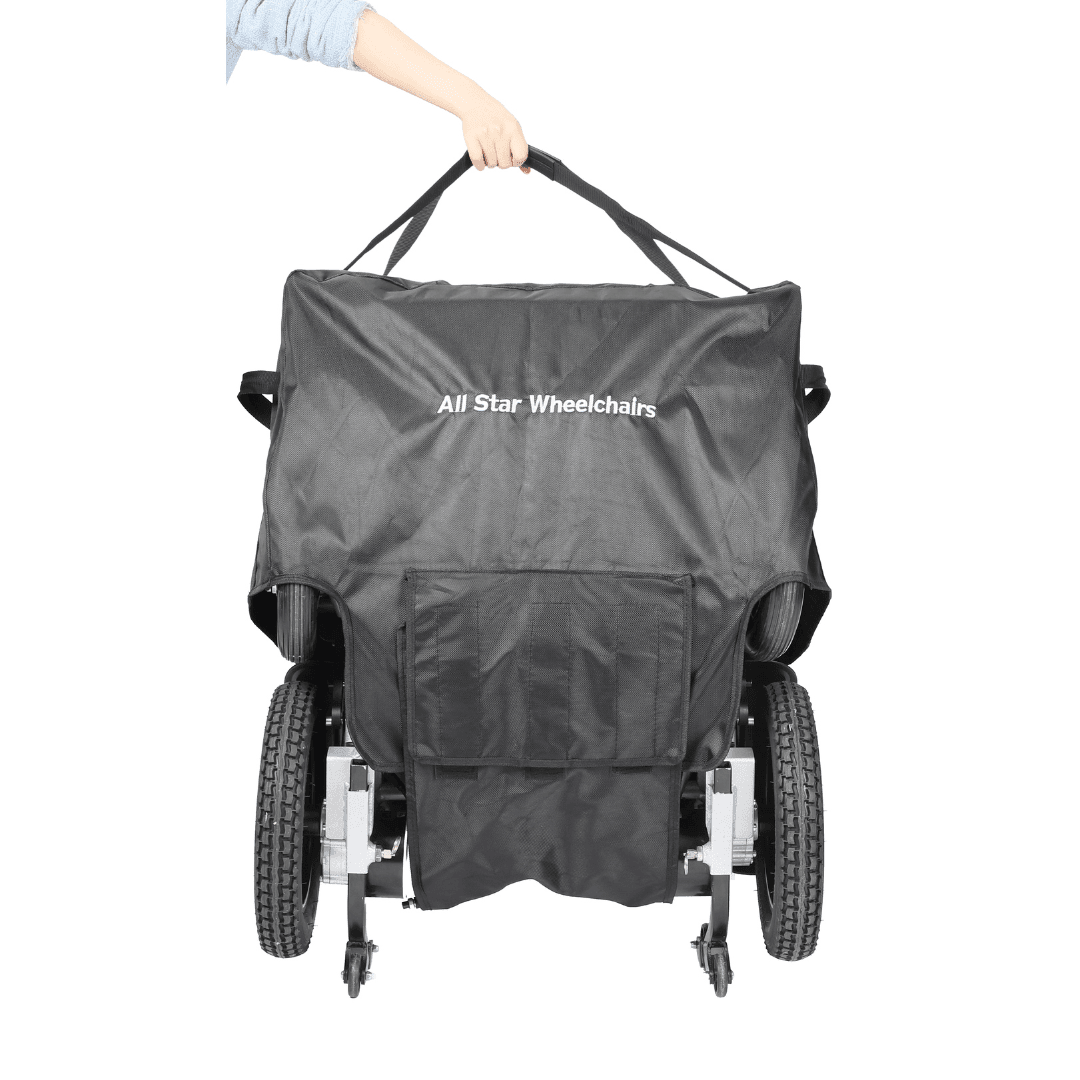 Protective travel bag for folding electric wheelchairs