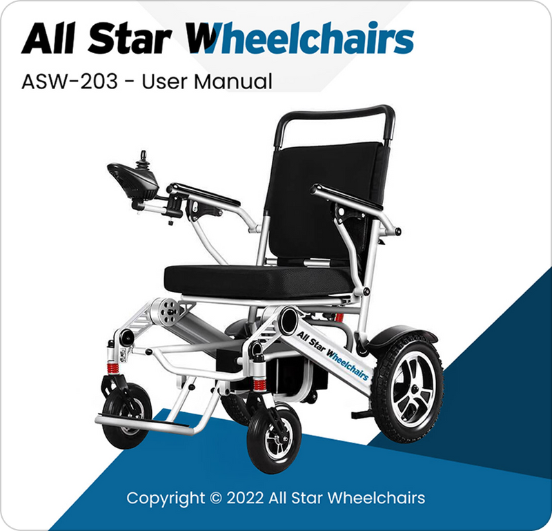 ASW-203 electric wheelchair user manual cover – All Star Wheelchairs