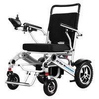 Standard folding motorized wheelchair, front view