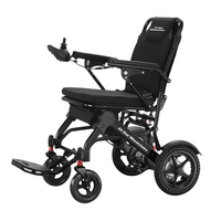 Ultra Lightweight folding electric wheelchair by All Star Wheelchairs, front three-quarter view
