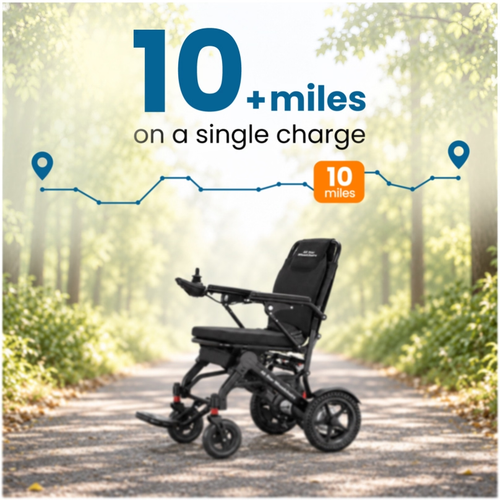 Ultra Lightweight electric wheelchair with 10+ miles of range on a single charge